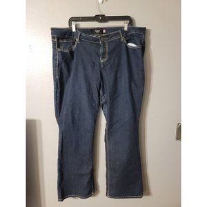 Torrid Dark Wash Blue Denim Jeans Size 22 Gold Sewing Embroidery Straight Leg